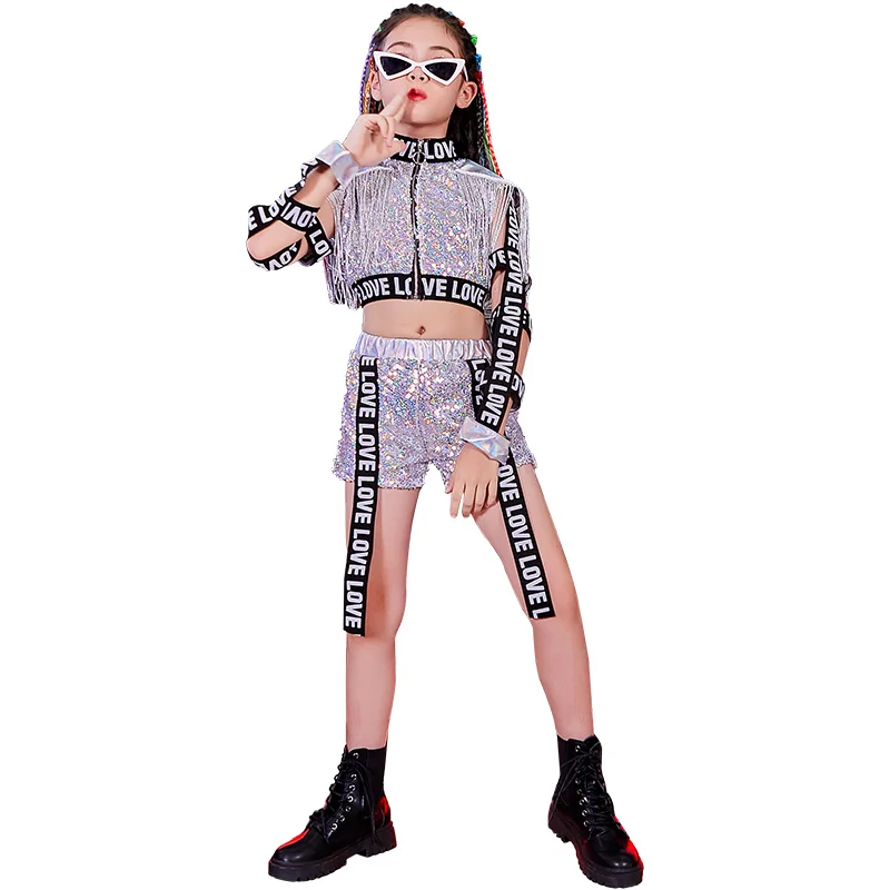 

Jazz Dance Costume Kids Trendy Girl Suit Girls Runway Trendy Dance Sequins Performance Costume