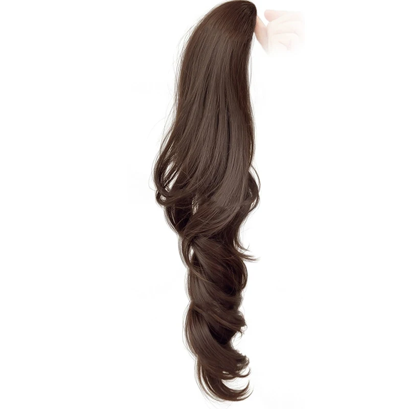 باروكة شعر صناعية متموجة على شكل ذيل حصان مع مشبك مخلب بطول 18 بوصة وصلات ذيل حصان مموجة قطعة شعر للفتيات تصفيفة شعر لطيفة للاستخدام