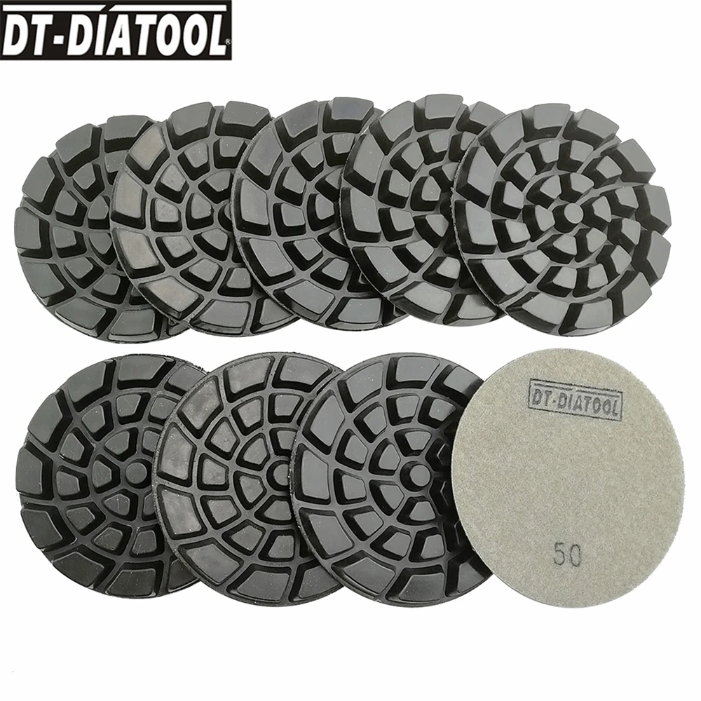 DT-DIATOOL 4 بوصة منصات تلميع الماس للخرسانة الماس منصات تلميع الأرضيات الراتنج السندات تيرازو الطابق الحصباء 50 حزمة من 9