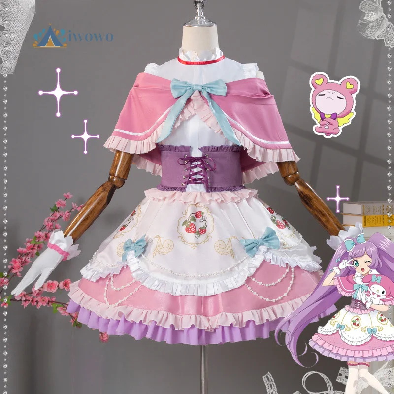 

Аниме Pripara Косплей Манака Лаала Костюм Шаль Лолита носки перчатки пояс милое платье Хэллоуин Рождественская вечеринка униформа