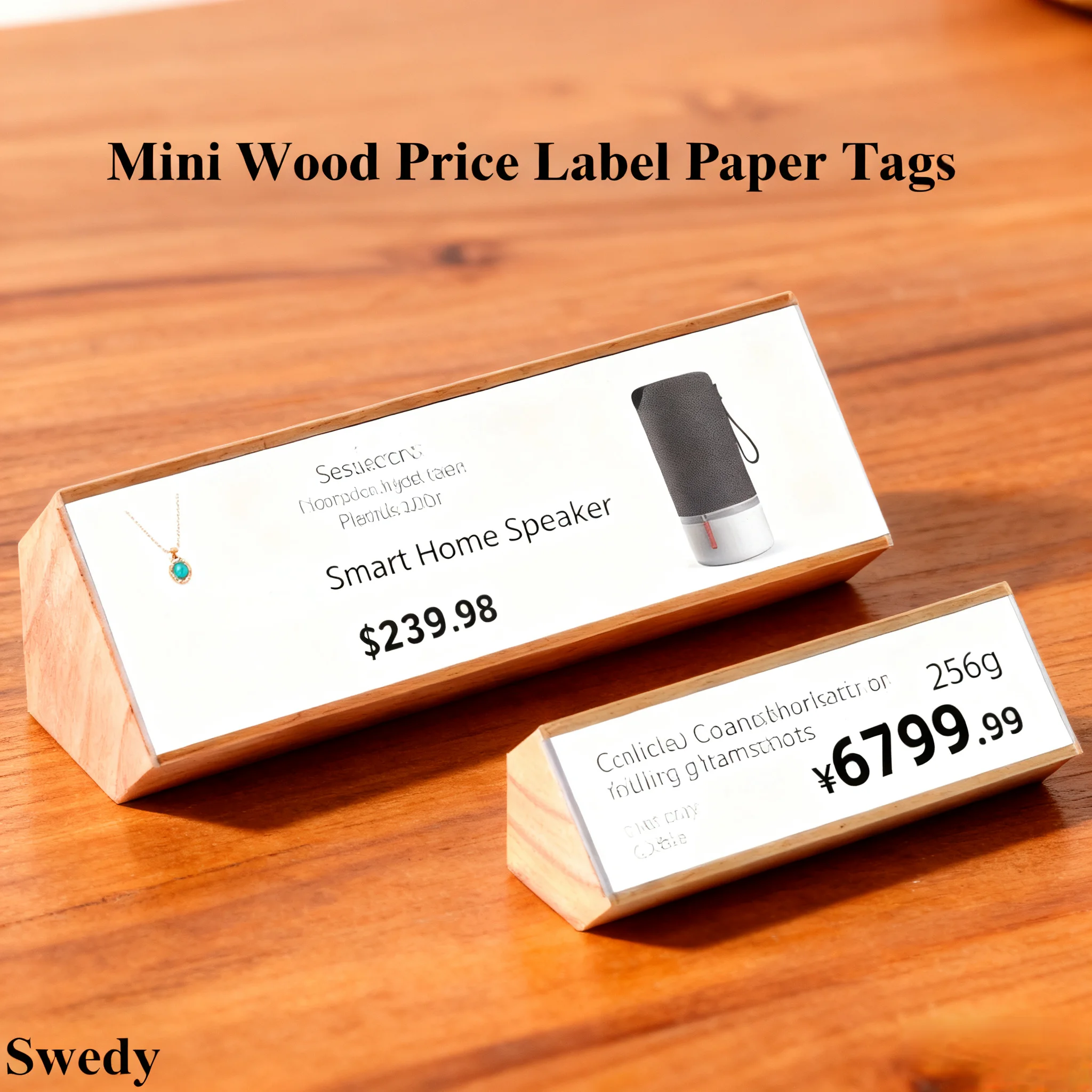 78x22mm Table Number Place Card Holder Jewelry Watch Small Wood Price Label Paper Tags Acrylic Sign Holder Display Stand