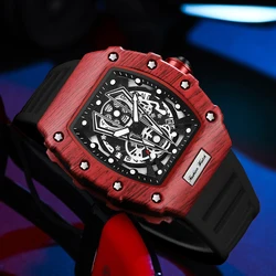 Luxury Brand Watches Men Tonneau Square Design Waterproof Mechanical Watch Sport Chronograph Stylish Automatic Watches Sapphire