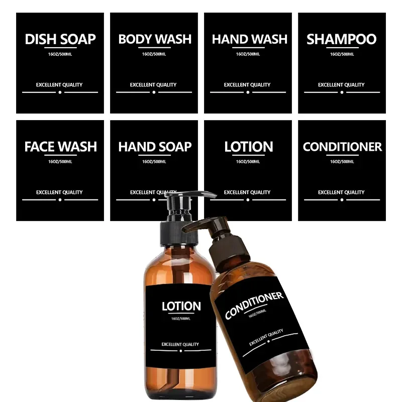 7/8 PCS Large Size Lotion Label Sticker Waterproof Soap Dispenser Labels Shampoo Conditioner Body Wash Bathroom Bottle Stickers