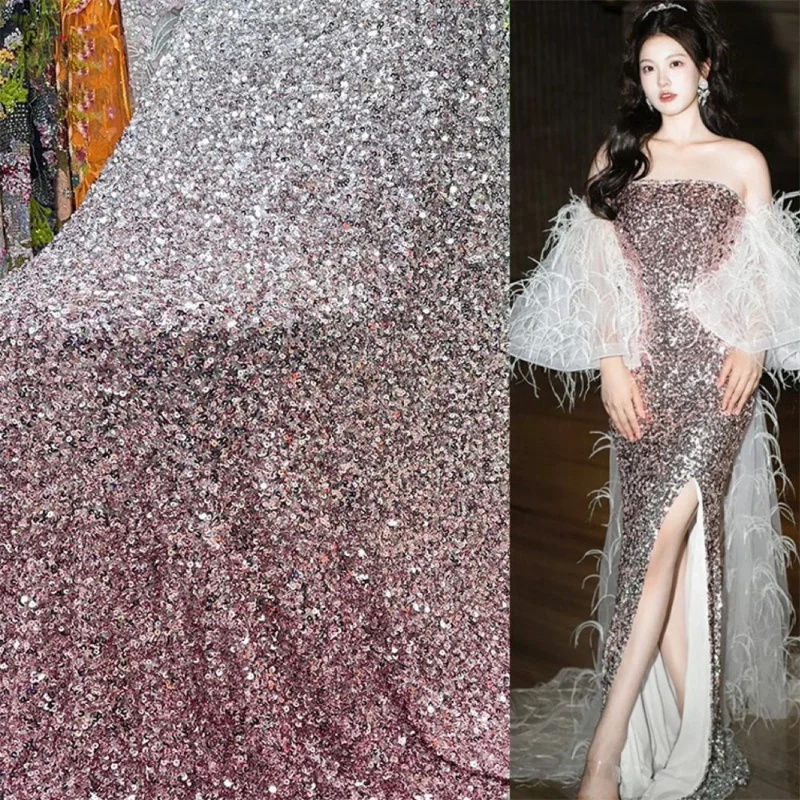 

Gradient Sequins Embroidered Stretch Tulle Fabric for DIY Sewing Evening Dress Garment Accessories Clothing Fashion Cloth