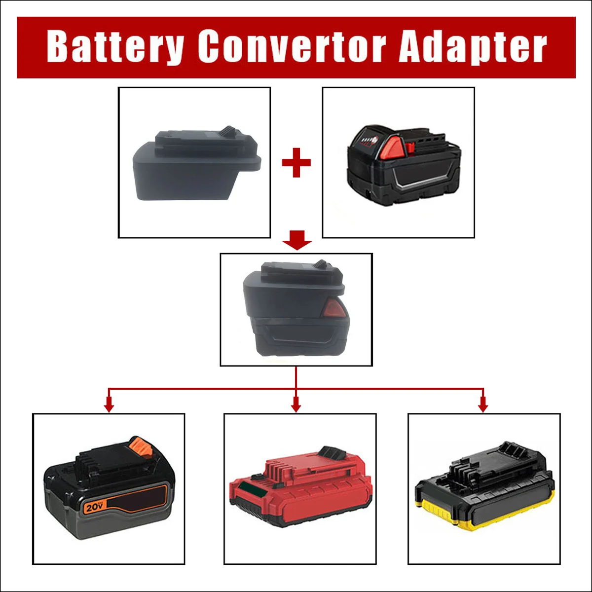 Adaptador de Bateria para Milwaukee M18 Conversor de Bateria de Lítio Conversão de Bateria para Black and Decker 18V, 20V