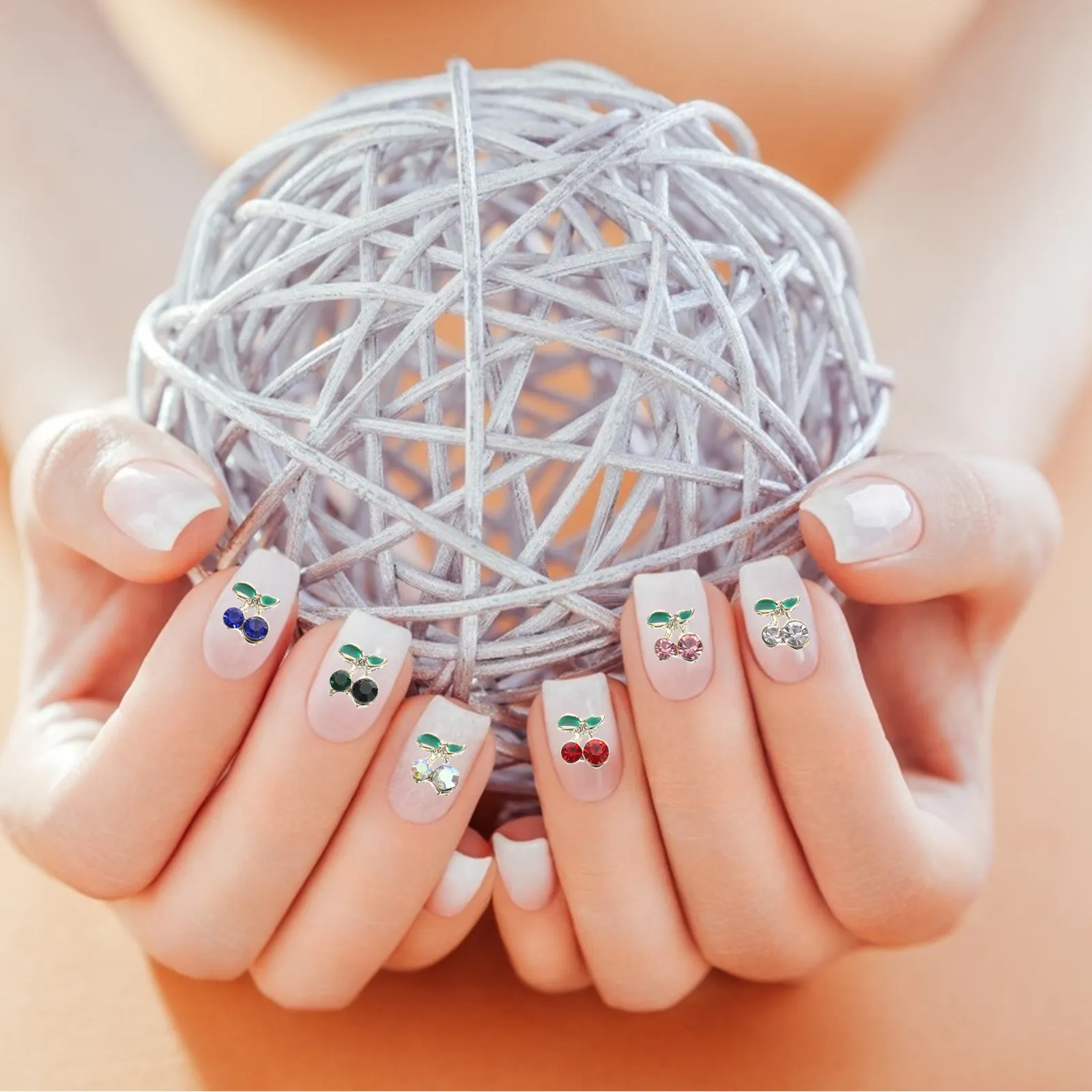 

60Pcs Water Drill Nail Art Accessories Cherry Nail Crystals Rhinestones for Nails Decoration DIY Craft Phone Case Scrapbook