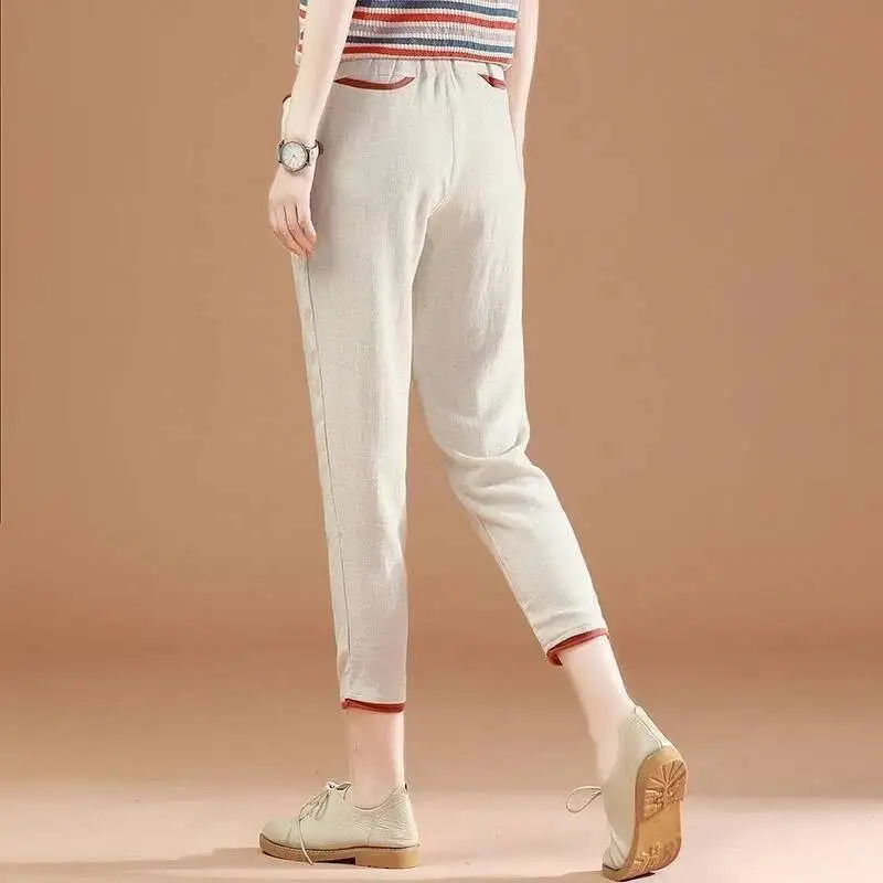Women Casual High Waist Pants Capris Korean Fashion 2025 Summer Office Lady All-match Calf-length Pencil Pants Pantalon