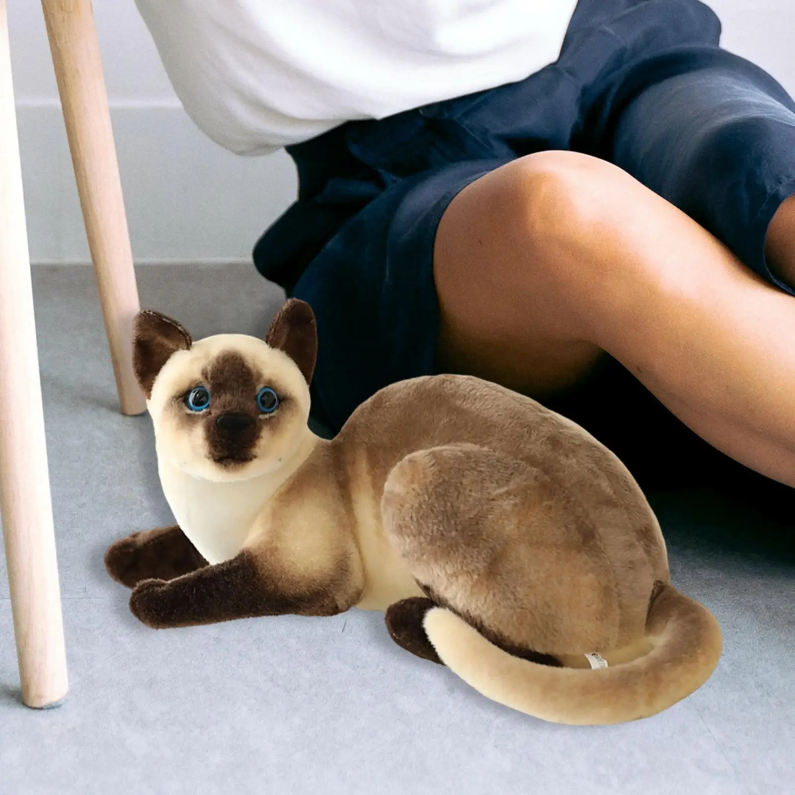 Simulation Siamese Cats Animal Plush Padding Stuffed for Birthday Gift , StyleB