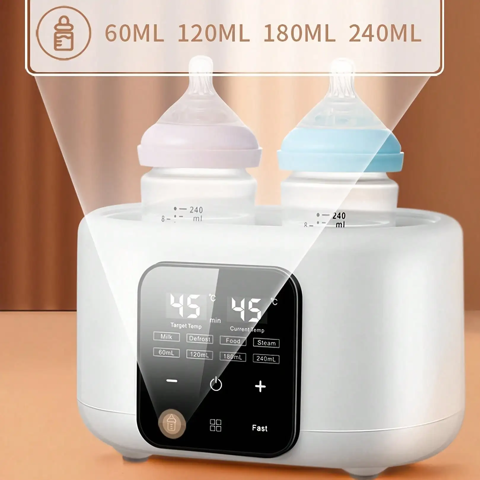 6-In-1 Fast Baby Bottle Warmer - Timer/Adjustable Temp/Auto-Off, Defrost/Keep Warm, Formula/Breast Milk/Baby Food, Christmas/New Year Gift, White