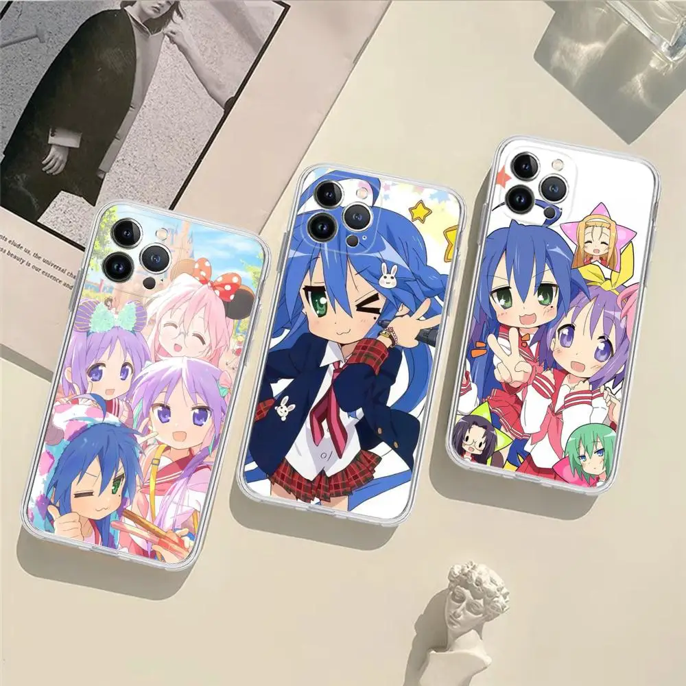 Anime Mädchen Lucky Star Handyhülle Silikon weich für iPhone 15 14 13 12 11 Pro Mini XS MAX 8 7 6 Plus X XS XR Cover