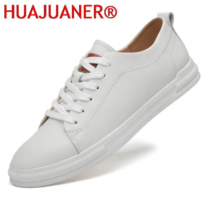 

Luxury White Men's Shoes 2023 Genuine Leather Designer Fashion Brand Casual Footwear Male Lace-up Comfortable Sneakers Men