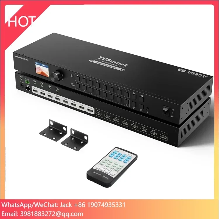 

TESmart 8x8 Seamless Matrix Switch 1920x1080@60Hz Quad-View W/LCD, Audio Splitting and Preview Mode Switcher