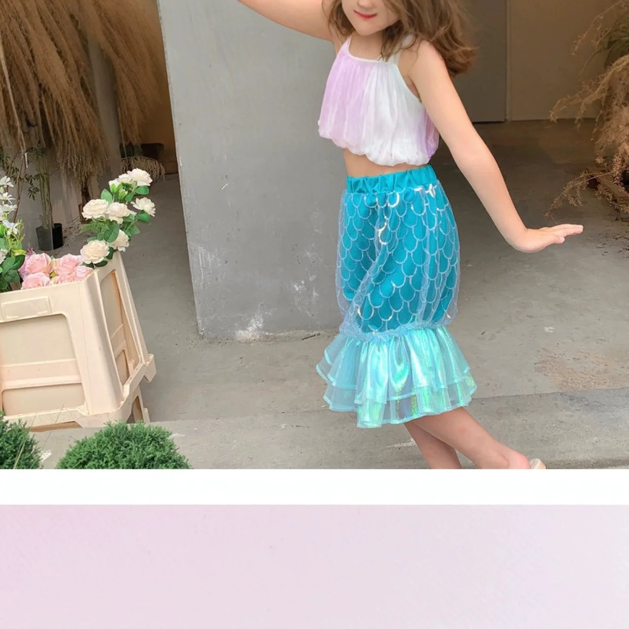 Mermaid Sequin Kid Fish Tail Elegant Tulle Tutu Dress For Toddler Summer Beach Play And Photo Shoots Colorful  3Colors Available