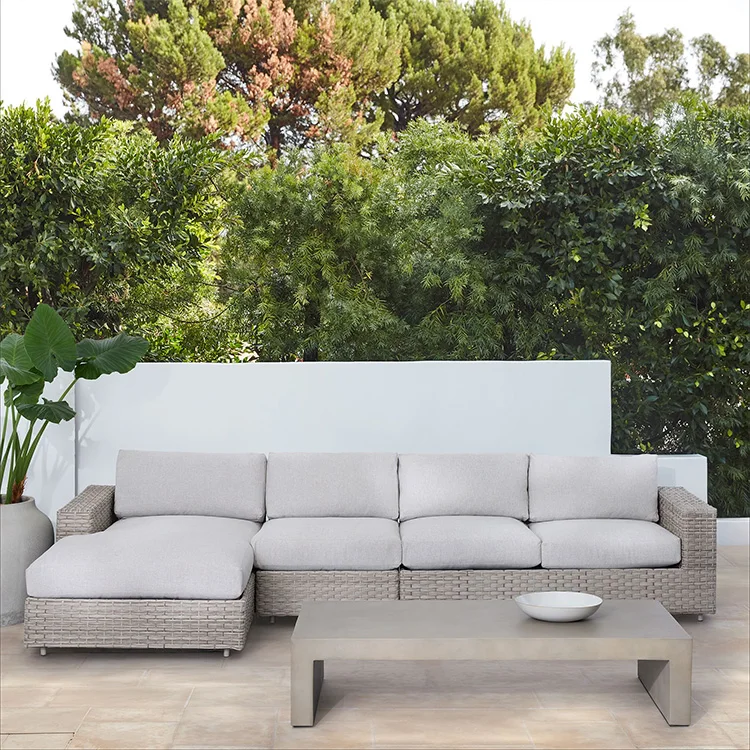 American Luxury 3-Piece Modular Sectional Sofa Chaise Waterproof Rattan Garden Furniture Set