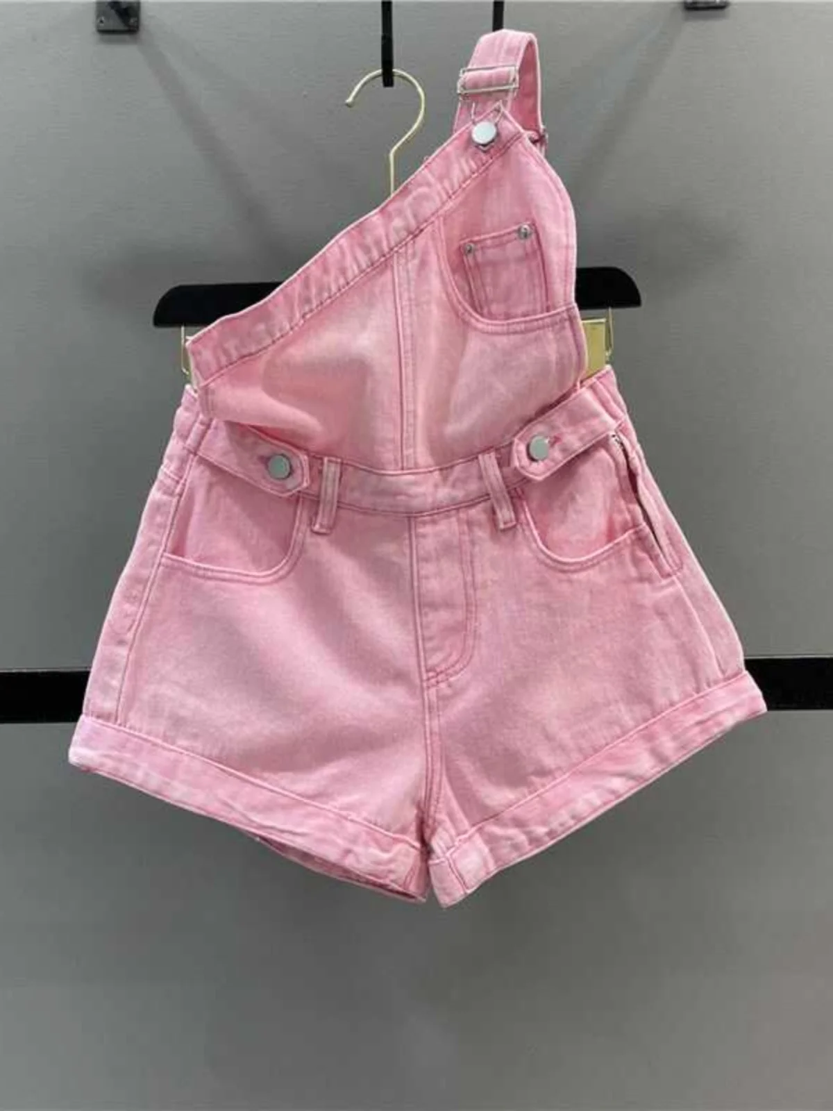 

Blue Denim Bib orts Women's Summer High Waist A-Line Onesie Wide Leg Design Age-Defng Faionable Casual High Waist orts