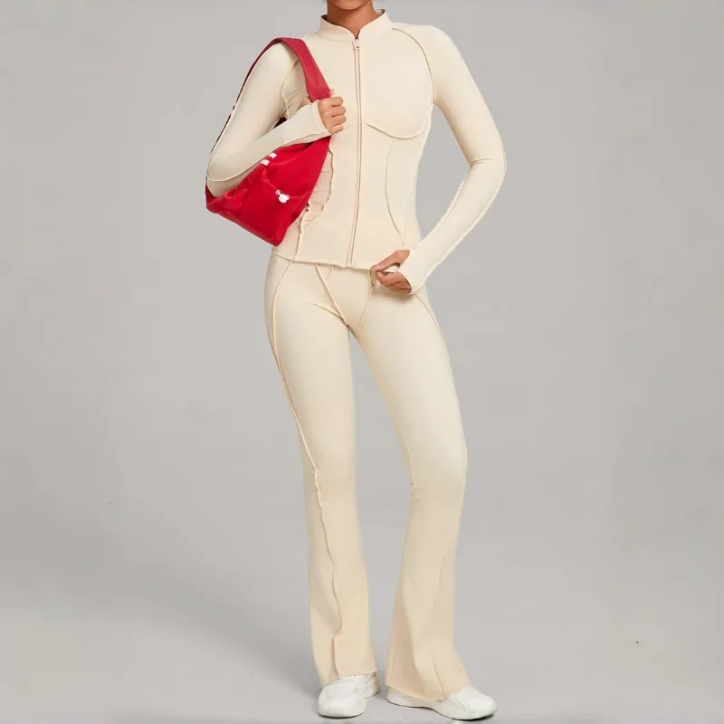 

Women's Autumn Winter Sandblasting Yoga Clothes Hip Lifting and Slimming Fitness Clothes Outdoor Running and Fitness Sportswear