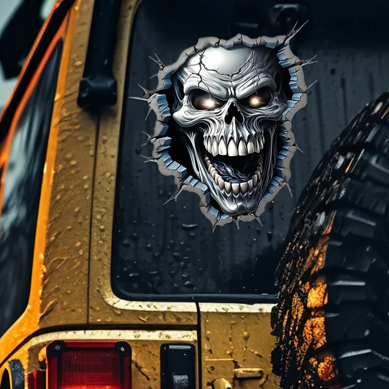 2D Flat Sticker Realistic Skull Wall Sticker Waterproof Car Sticker, Make Your Car The Most Beautiful Boy on The Road