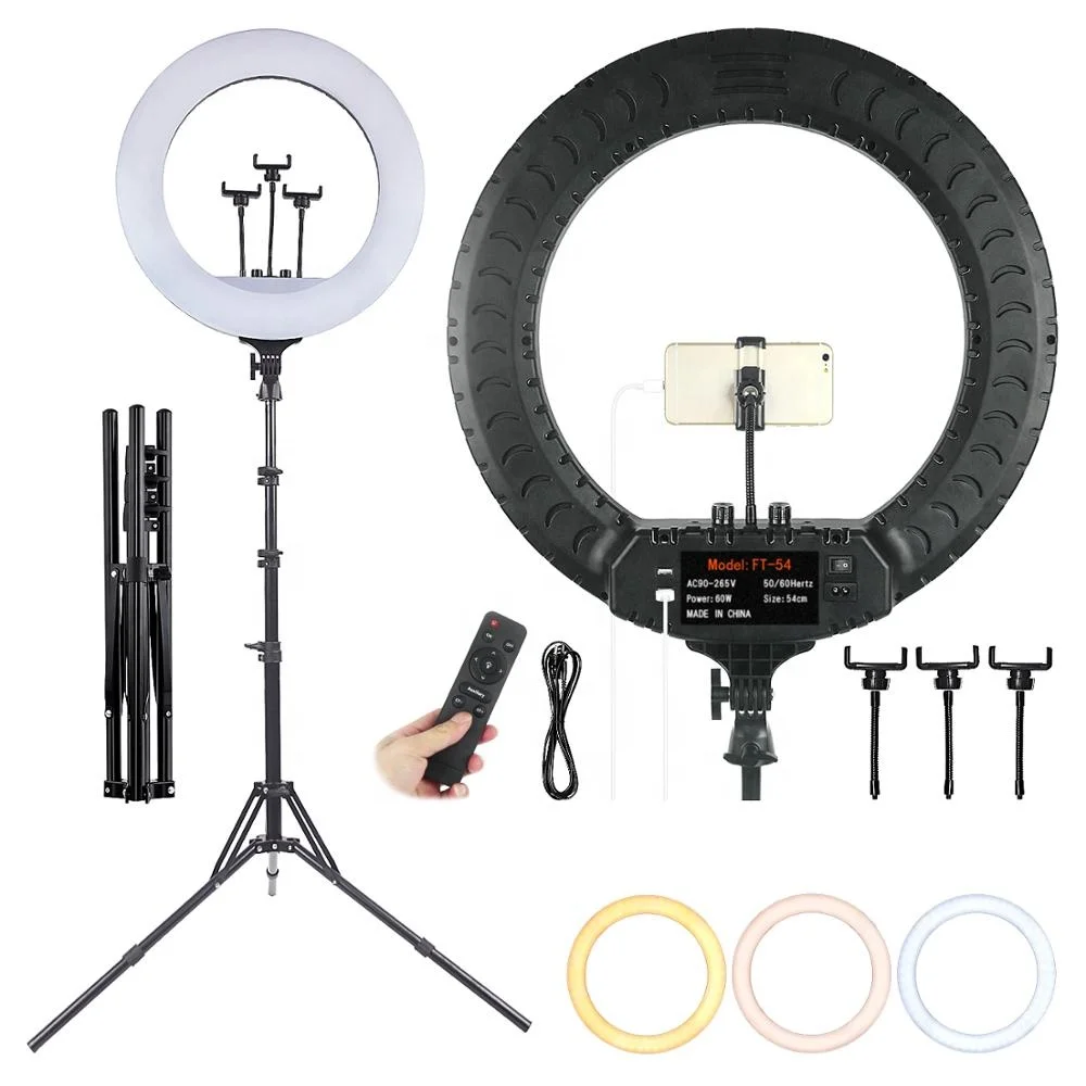 21 Inch LED Ring Light Photographic Lighting 2700-6500K Fill Lamp With Remote And Tripod 21 inch ring light with tripod stand