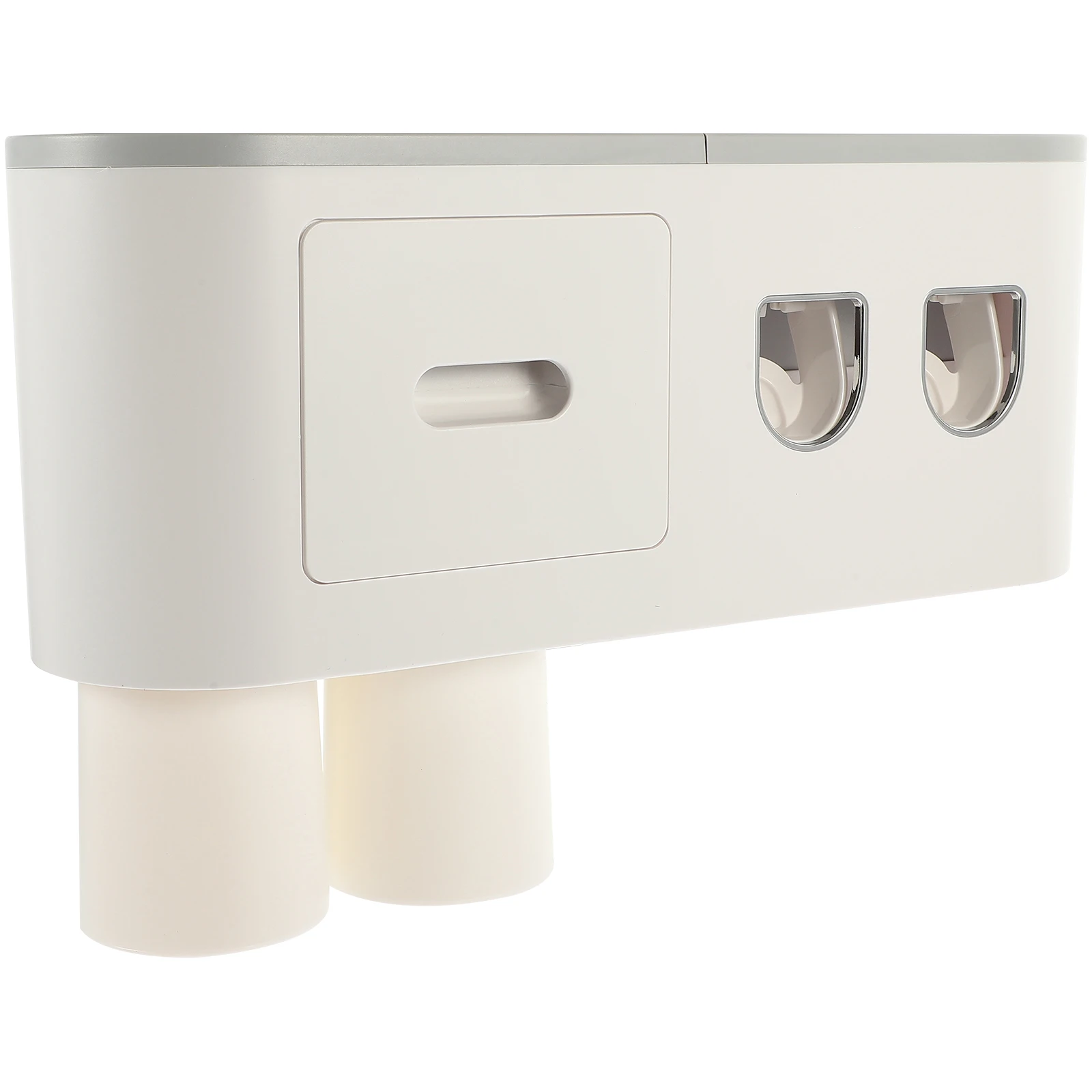 

1 Set Premium Abs Toothbrush Wall Holder Organizer 6 Brush Capacity Magnetic Cup Holders 2 Toothpaste Dispensers Wall-Mounted