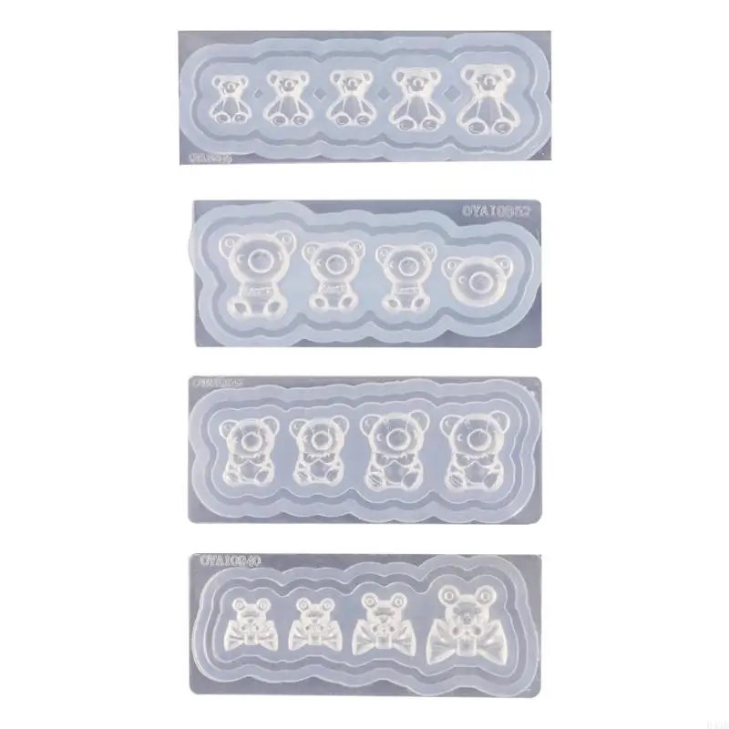 H4GD 3D Bear Mould Sculpture Plate Plate Mails Stencils Silicone Mail Carving Mould #1
