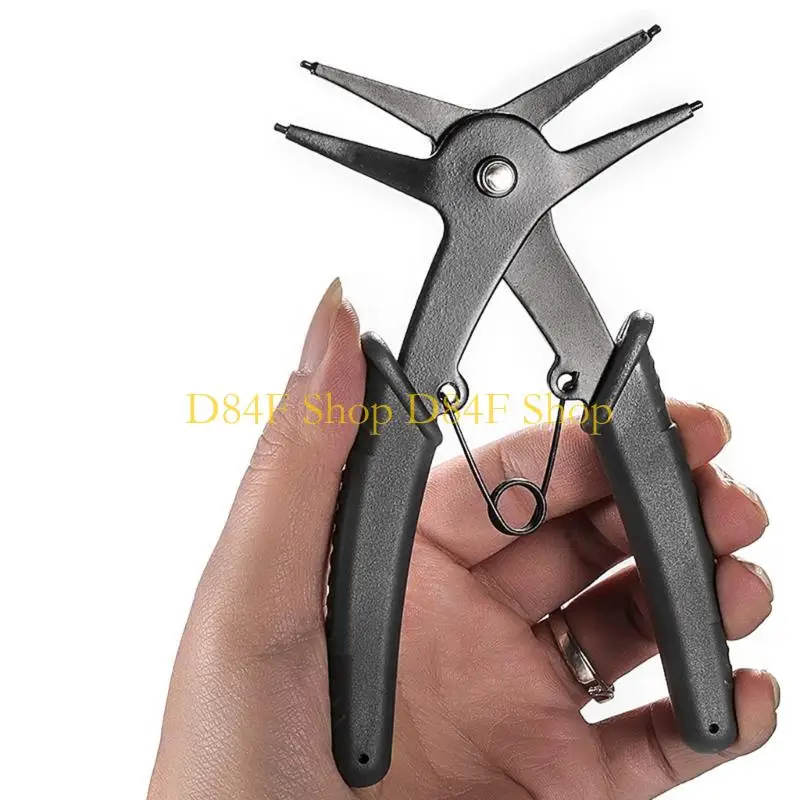 D84F Circlip Pliers 2 in 1 High Carbon Steel Hand Tool with Wide Opening for Snap Rings Removal Maintenance Repair Use
