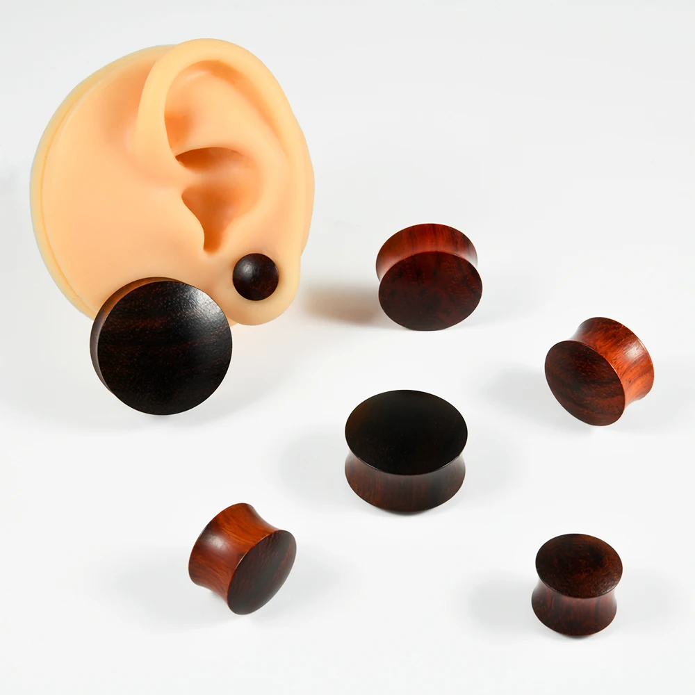 1PAIR Wood Double Flared Plugs Ear Tunnel Plug Flesh Expander Gauge Stretchers Earrings 8mm-25mm Earlobe Piercing Jewelry