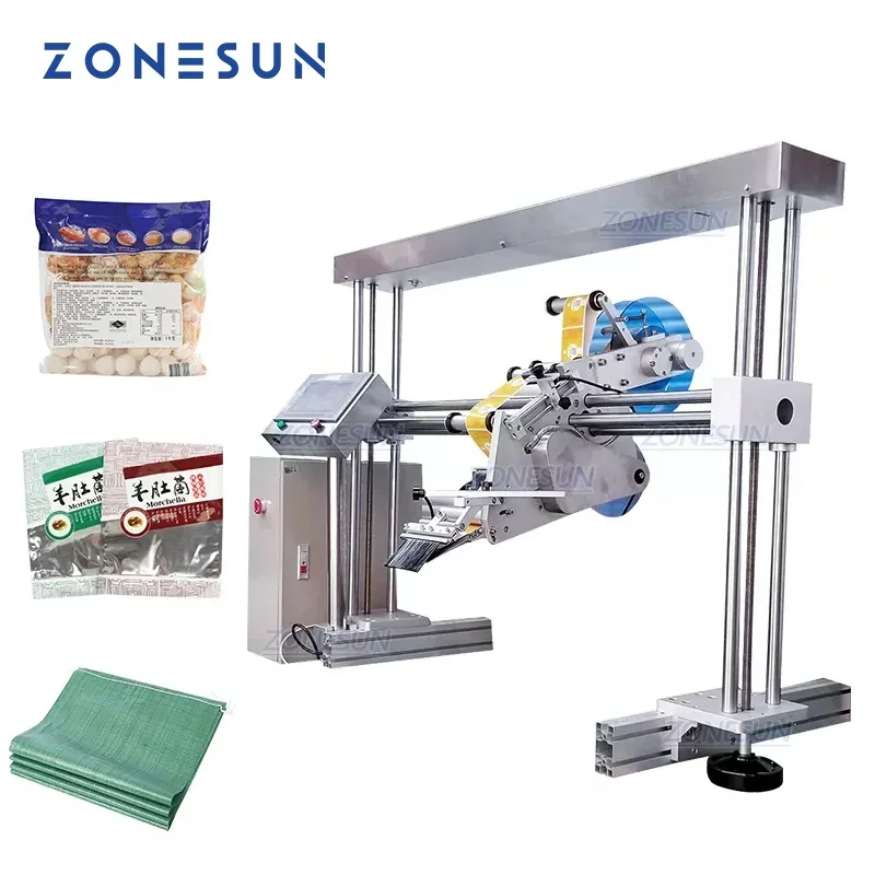 ZONESUN XL-T853 علب سطحية مسطحة أوتوماتيكية آلة وضع العلامات على خط إنتاج المواد الغذائية آلة تعبئة ملصقات الزجاجات المربعة