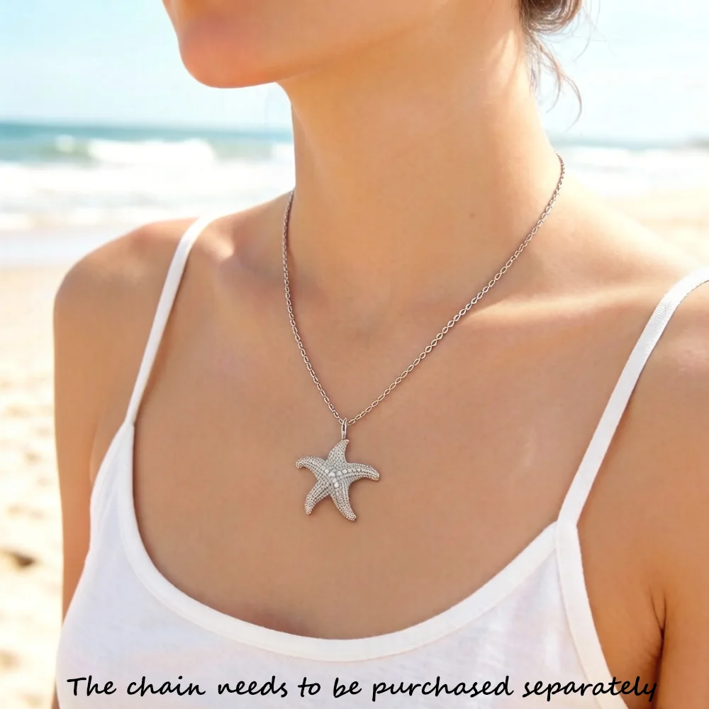 Pendants Starfish Pave,2019 Brand Glam Fashion Jewelry Europe Trendy 925 Sterling Silver Bijoux Accessories Gift For  Woman