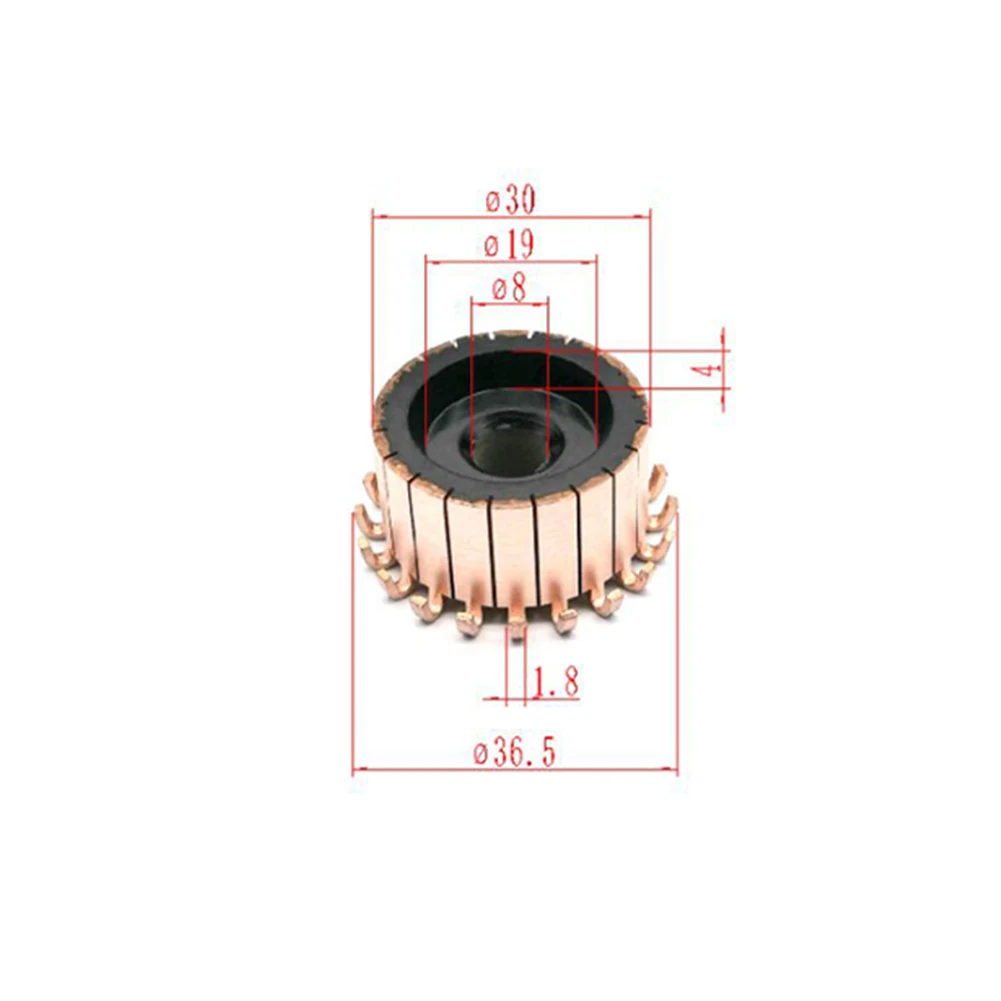 20P Teeth Copper Hook Type Electrical Motor Commutator Mechanical Power Transmission Motor Commutator 8x30x17.5mm