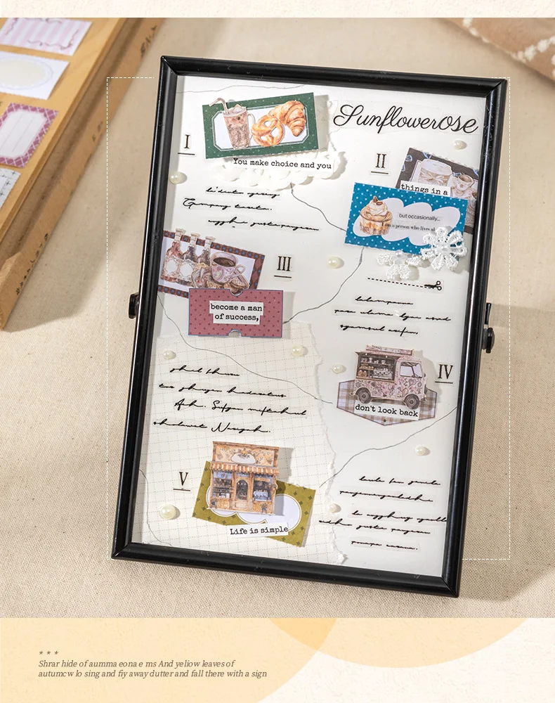 Journal GO 30-seitiges Buch mit niedlichen Randetiketten, Schreibpapier, dekorativen Rahmen und Aufklebern für Journaling, Scrapbooking und Planung. – Detail 10