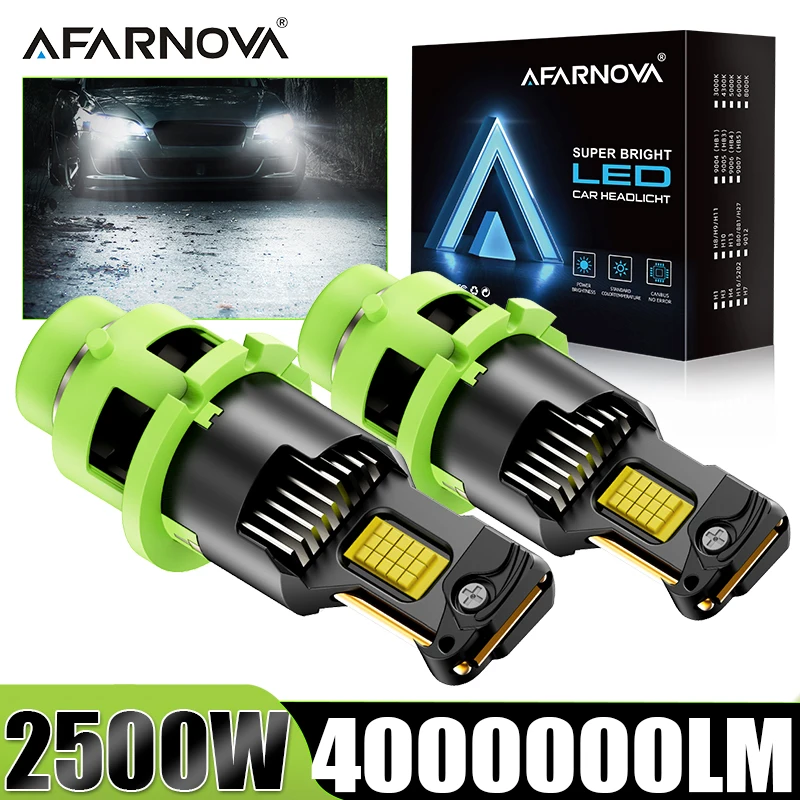 D2S D4S D3S D1S Led سيارة المصابيح الأمامية لمبة D2R D4R LED سيارة ضوء عالية الطاقة 2500 واط 1:1 التوصيل والتشغيل 4000000LM توربو مصباح 6500 كيلو الأبيض