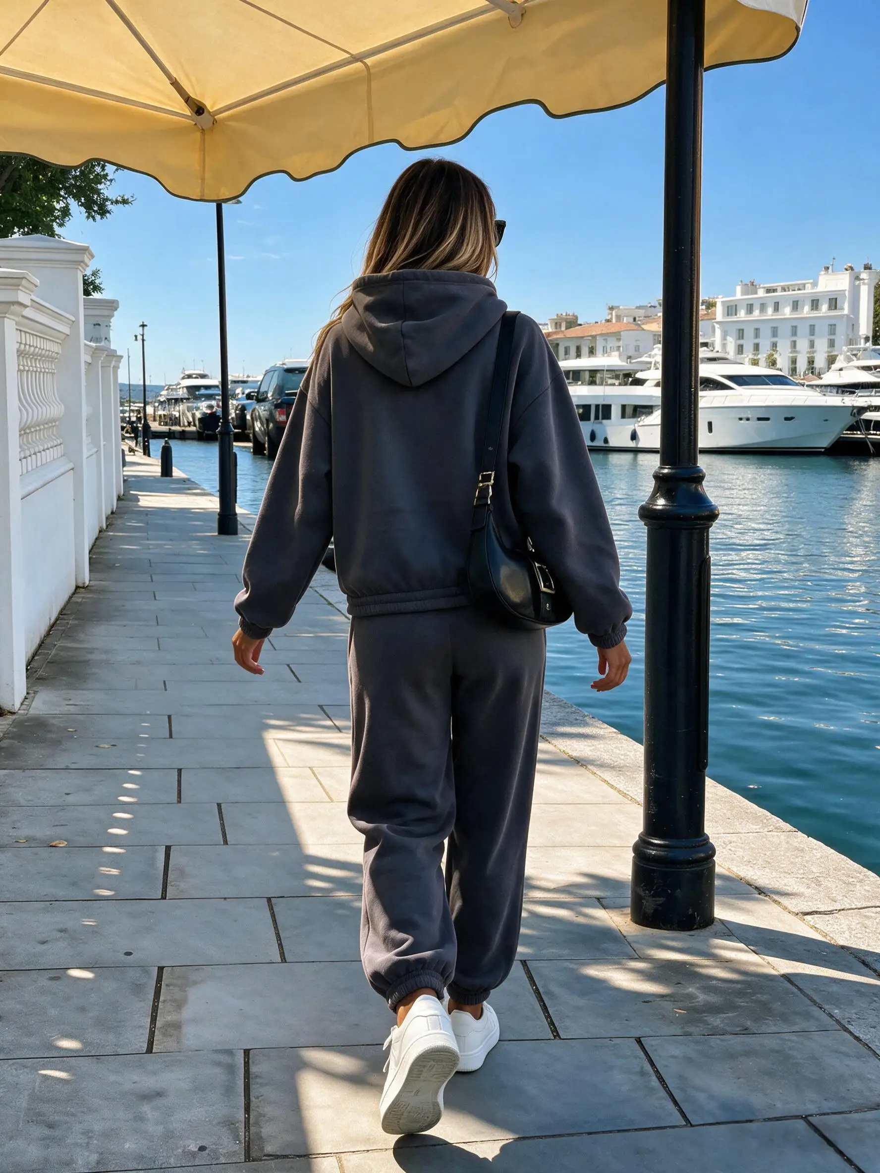 Women Fleece Lined Hoodie & Jogger Pants 2 Piece Outfit, Autumn Winter Loose Solid Sport Tracksuit Casual Loungewear Set
