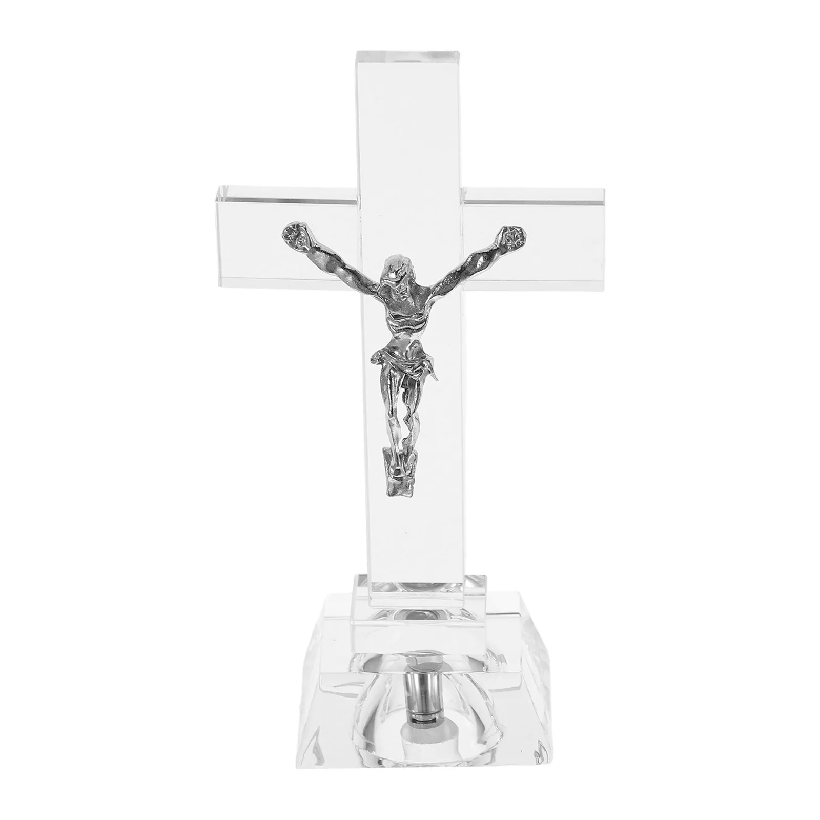 

1Pcs Glowing Crystal Cross Ornament Desktop Decor Unique Christian Blessing Religious Cross Adornment
