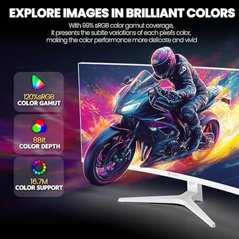 شاشة ألعاب بيضاء مقاس 34 بوصة 165 هرتز/144 هرتز 21:9 1500R شاشة منحنية واسعة للغاية، PIP/PBP، HDMI2.0 وDP1.4، حامل جداري وإمالة قابل للتعديل