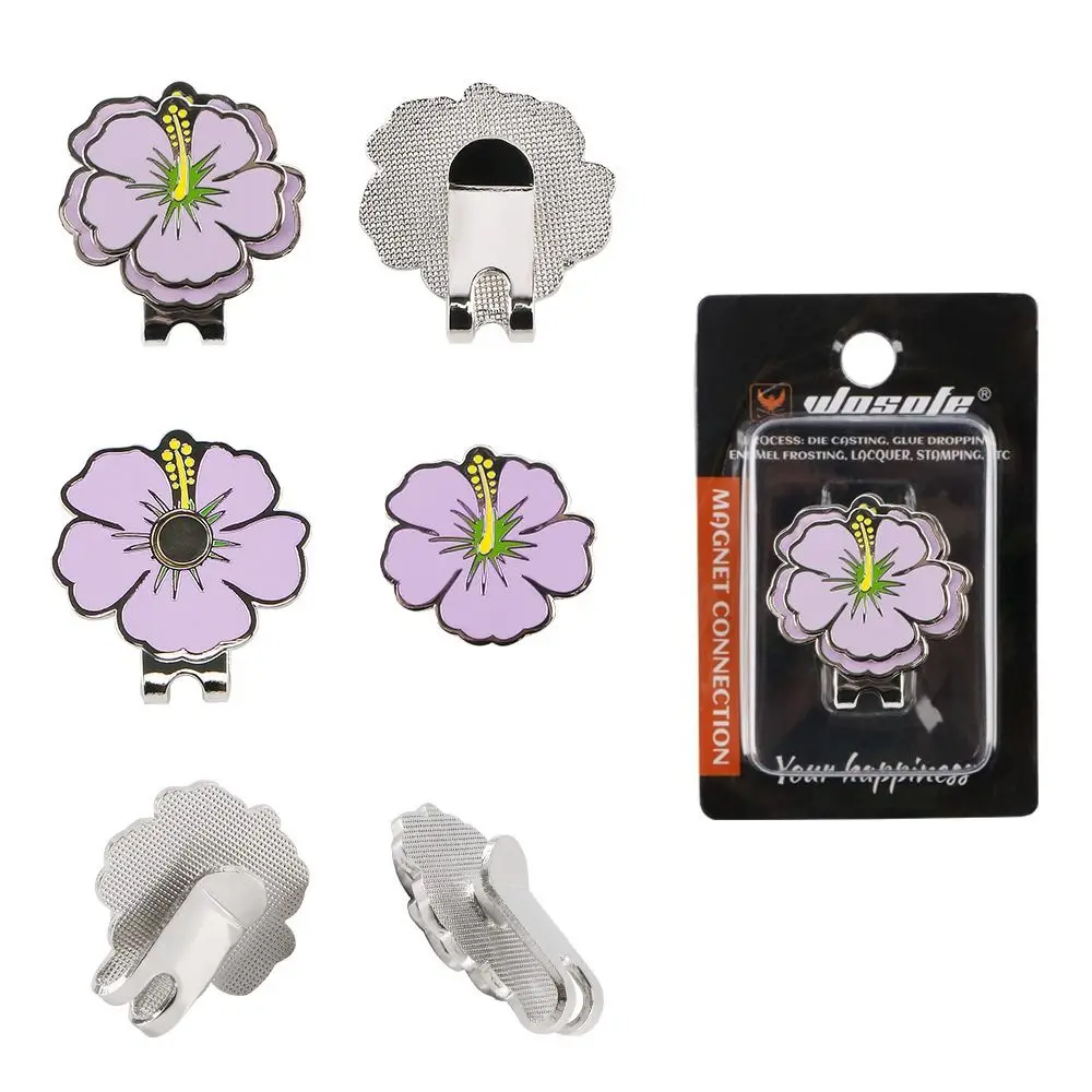 Clip magnético para sombrero, Clip para sombrero de Golf con flor, cereza rosa, flor de cerezo, Clip para sombrero de Golf, marcador de bola amarillo y morado, Clip para sombrero para mujer