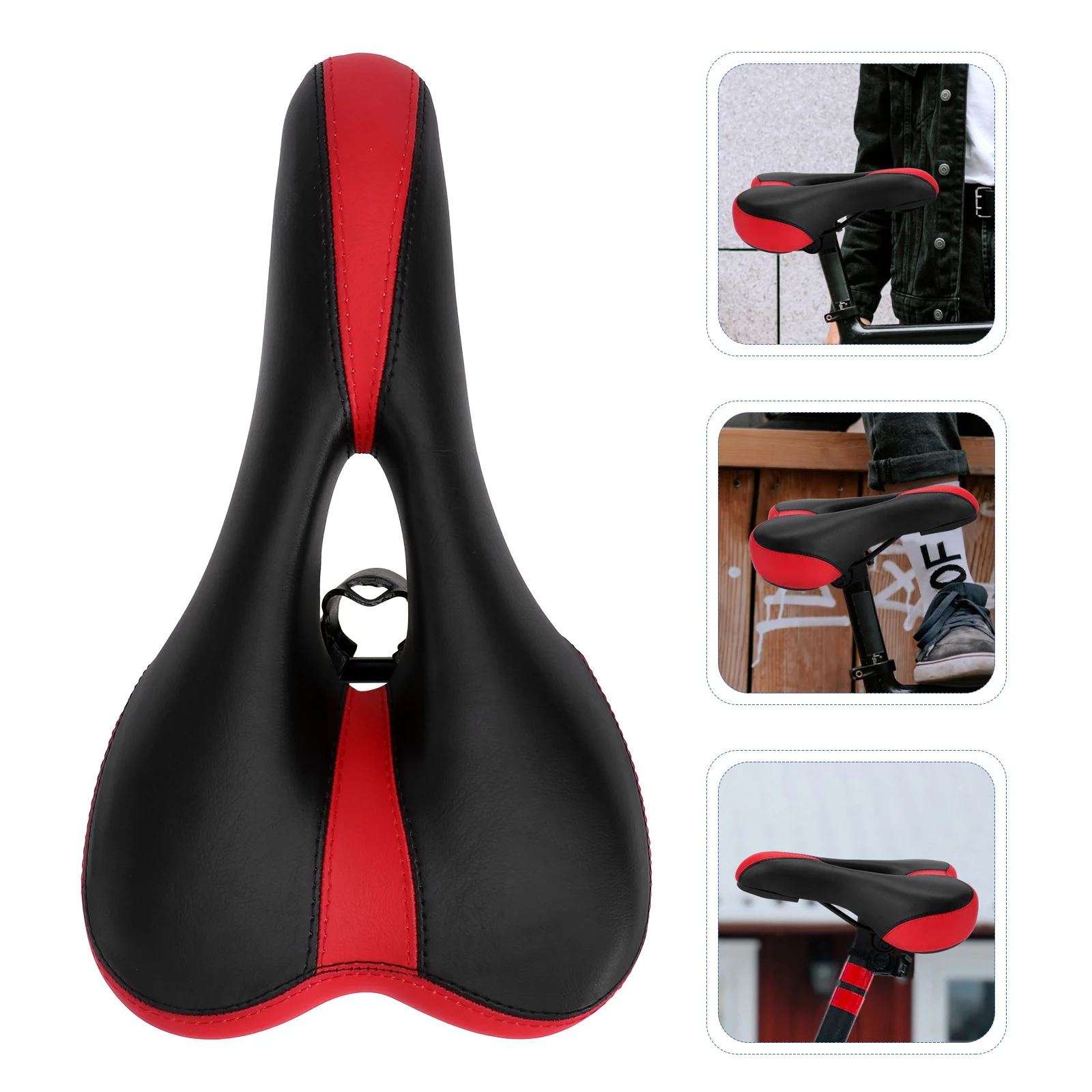 

Bike Saddle Comfortable Red Seat Cushion Shockproof Lightweight Road Mountain Bike Cycle Seat Pad Easy Mount Washable