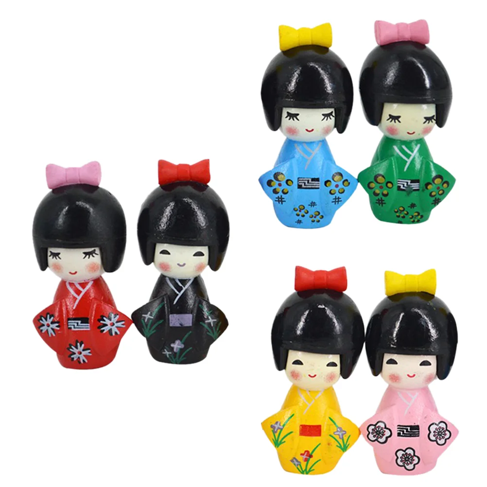 

6 Pcs Kimono Ornaments PVC Lovely Home Accessories Plaything Japanese Girls Toys Gift Household Handicraft Paper Cup