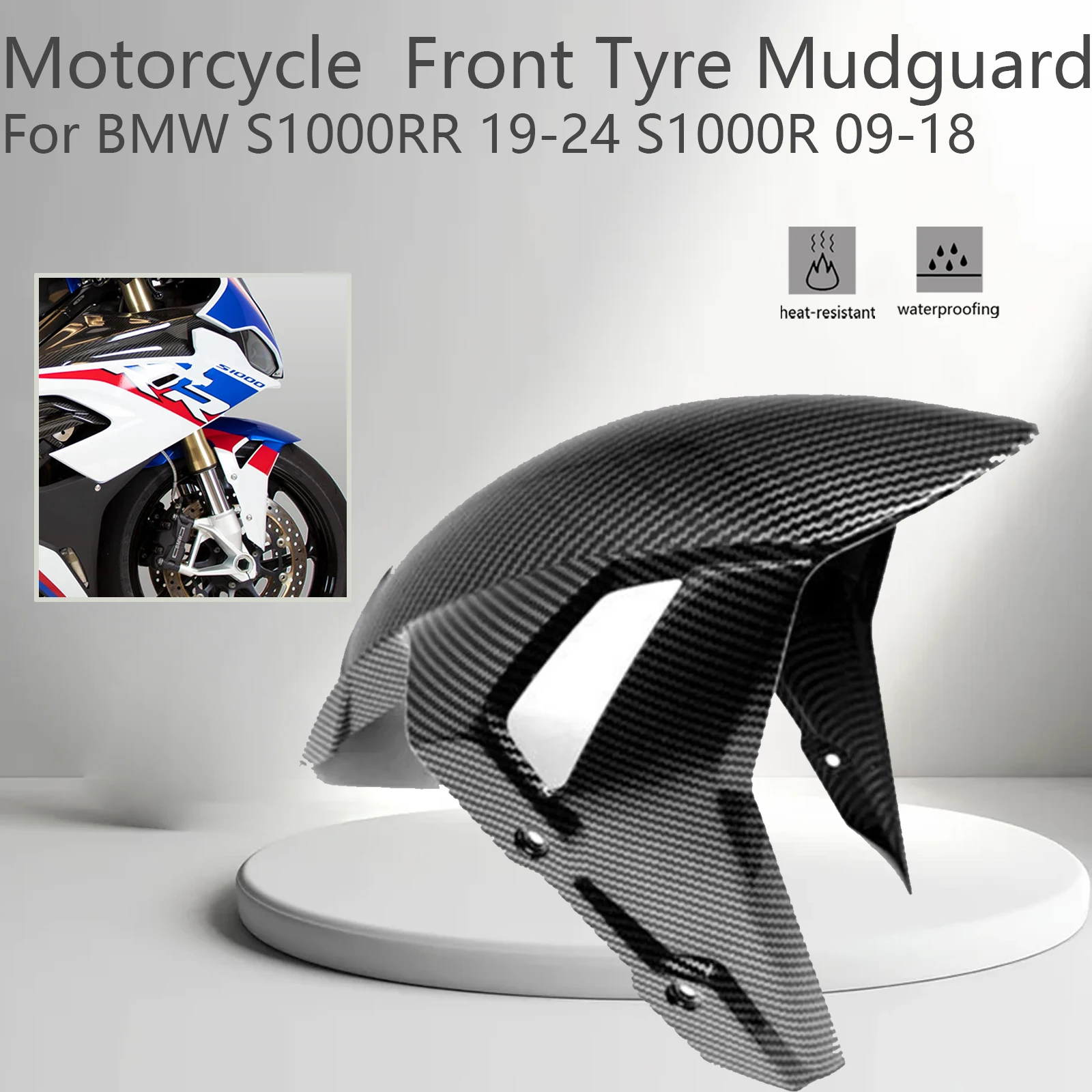 

Motorcycle Front Mudguard Splash Fairing ABS Carbon Accessories For BMW S1000RR 2019-2024 S1000R 2009-2018