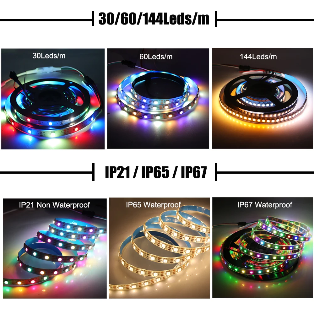 SK6812 RGBW LED Strip Light 5V Individual indirizzabile RGBWW Led Lights 30/60/96/144 LED RGBNW WWA LED Tape simile WS2812B