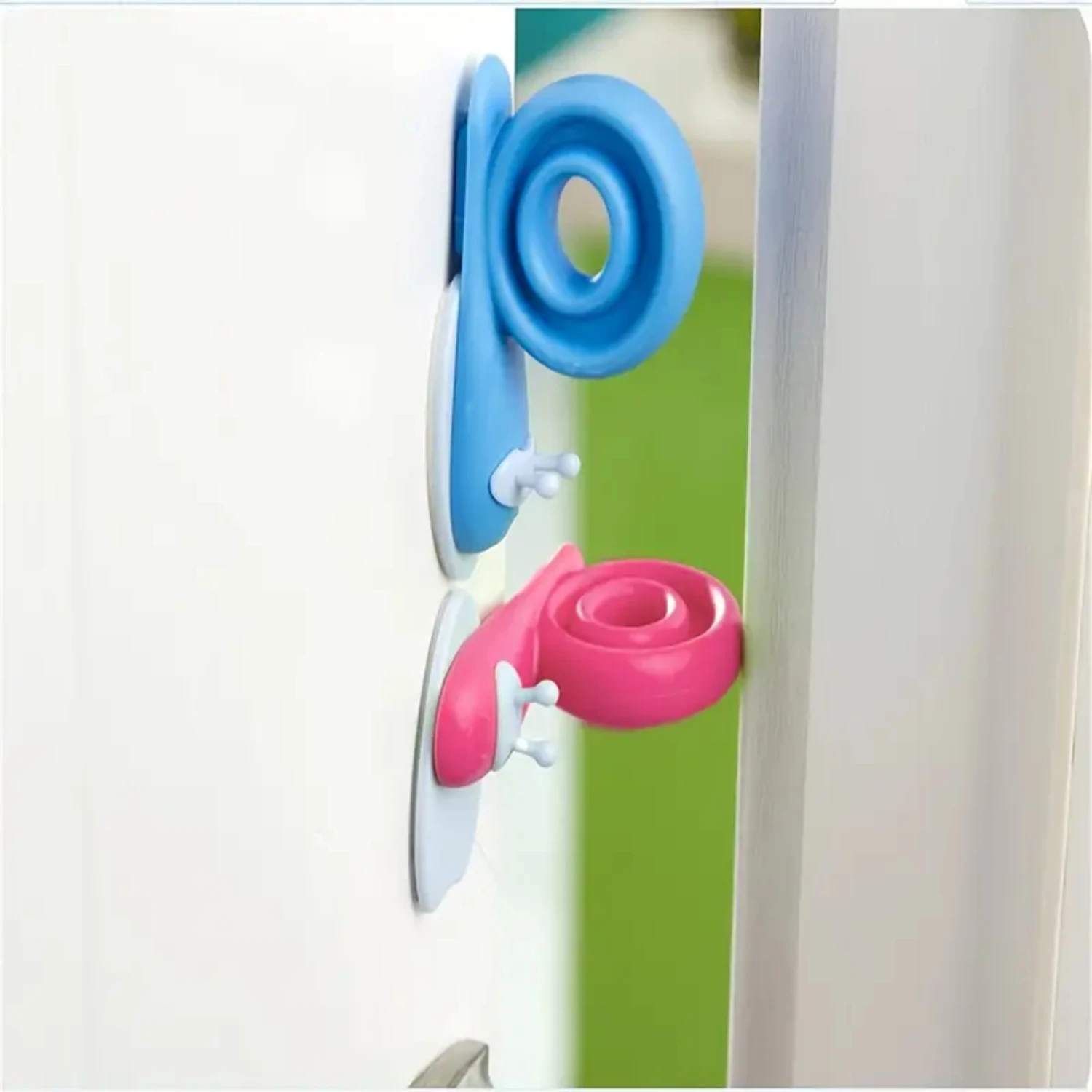 Enhance home security with this adorable decorative set of 3 snail-shaped rubber door stoppers, baby-friendly door knob wall pro