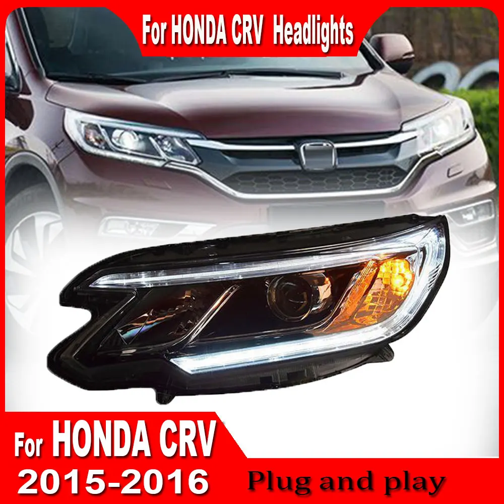 2Pcs LED Headlights Assembly for Honda CRV CR-V 2015 2016 Upgrade Car Head Lamp DRL Turning Front Head Lights Plug and Play