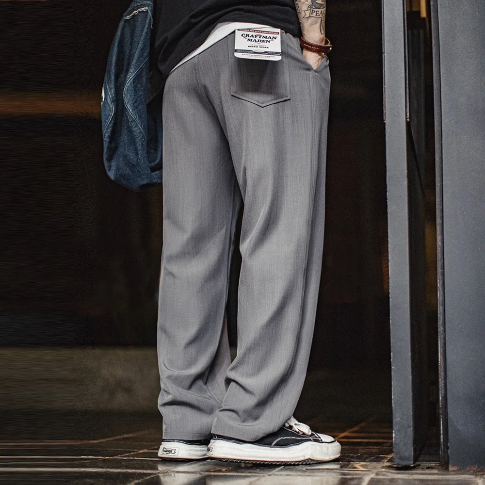 Maden Pantalones de vestir CleanFit de color sólido para hombre, pantalones de oficina ligeros con cintura elástica, pantalones de traje a medida atemporales, informales