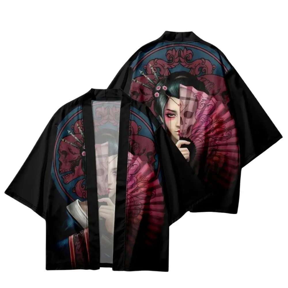 

Cartoon Beauty Printed Men Women Cardigan Cosplay Yukata Streetwear Loose Japanese Kimono Beach Shorts Shirt Haori