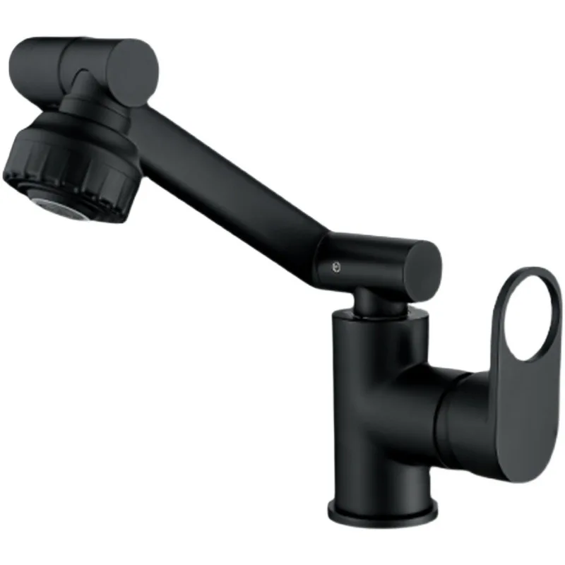 

Black washbasin hot and cold faucet household bathroom universal rotatable basin faucet