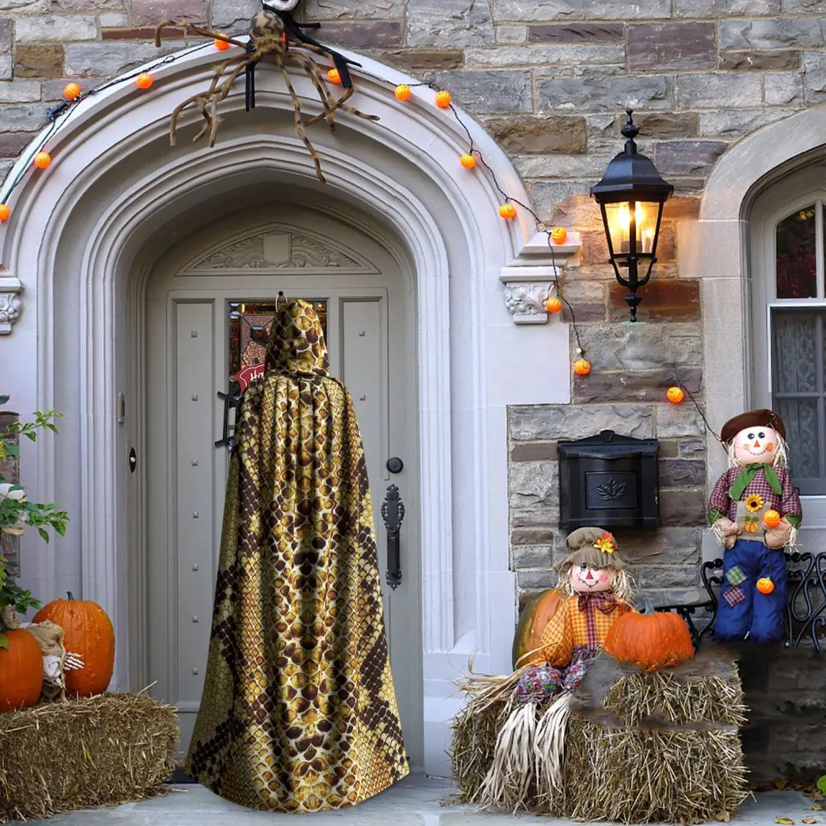 뱀 가죽 파충류 긴 후드 망토 마녀 중세 의상 코스프레 케이프 할로윈 파티 성인 유니섹스