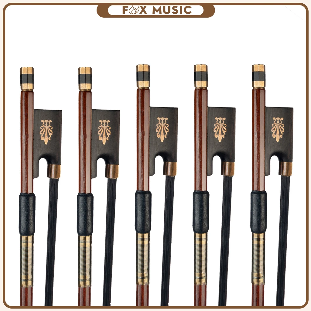 

5pcs/1set Advanced IPE 4/4 Violin Bow Round Stick High Grade Black Horsehair Ebony Frog Abalone Shell Slide Inlay Well Balance