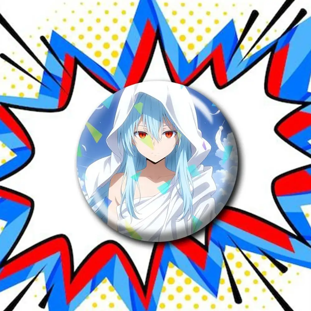 Rimuru Tempest as a Slime S4 Customizable Round Brooch Pins, Personalized Badges With Broken Glass Design Fashion Accessory