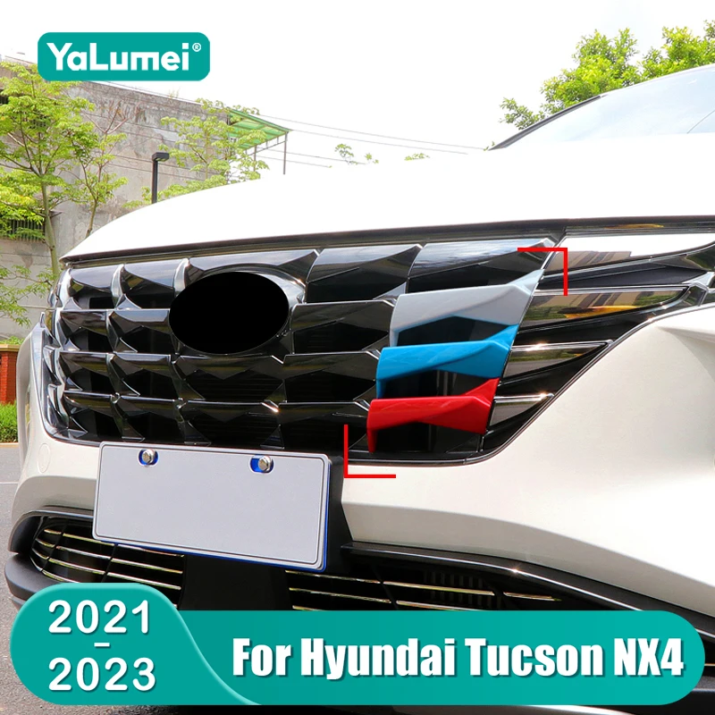 Für Hyundai Tucson NX4 2021 2022 2023 Hybrid 3D Auto Frontgrill Zierleisten Abdeckung Aufkleber Zubehör