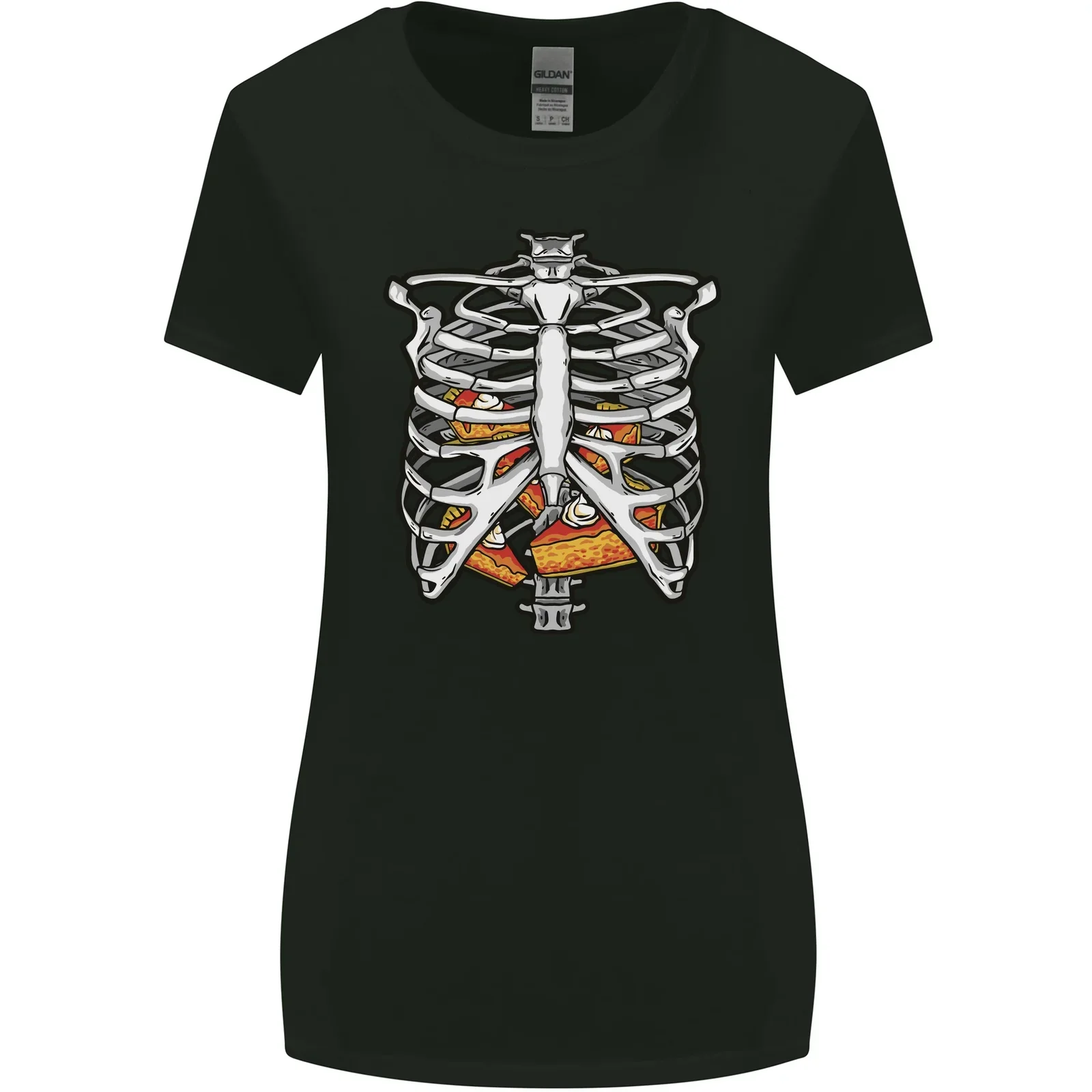 Pie Inside a Skeleton Torso Funny Food Womens Wider Cut T-Shirt