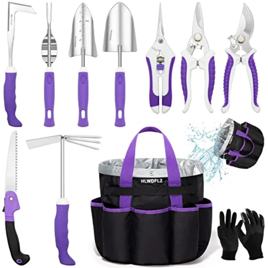 

Garden Tool Set Gardening Items for Women - 11PCS Heavy Duty Garden Tools with Detachable Storage Bag Weeder Dual-Purpose Hoe